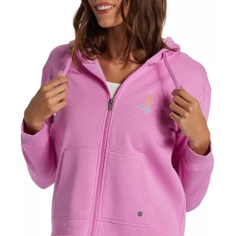 Roxy Women’s Small Desert Escape Zip Up Hoodie Purple Pink Fleece Hooded